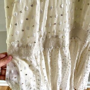 Anthropologie Dot Gleam Handkerchief Ivory Party Cocktail Dress